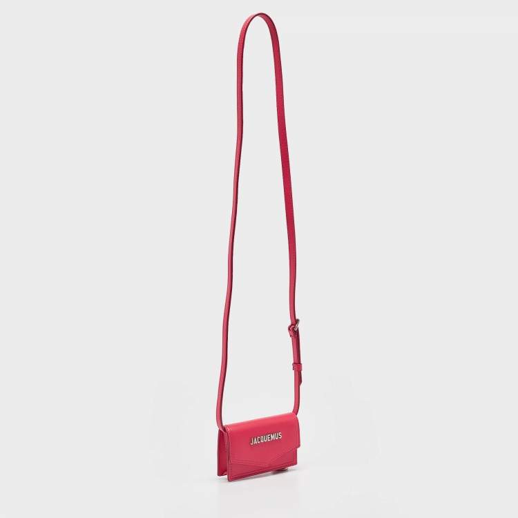 Pre Owned Jacquemus Pink Leather Le Porte Azur Crossbody Pouch