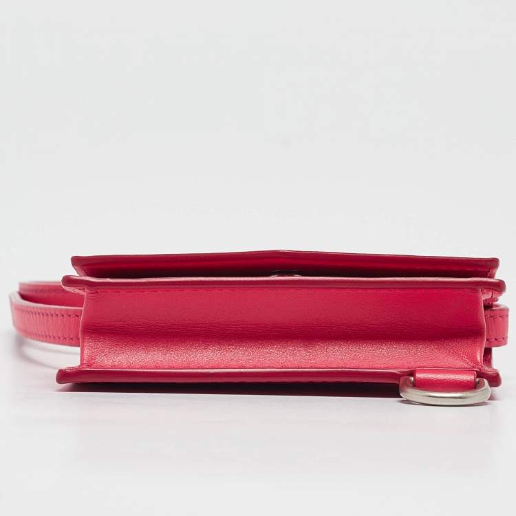 Pre Owned Jacquemus Pink Leather Le Porte Azur Crossbody Pouch