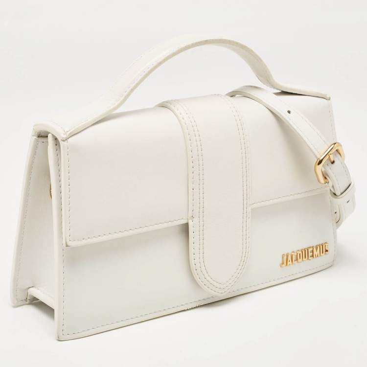 Pre Owned Jacquemus White Leather Le Grand Bambino Top Handle Bag