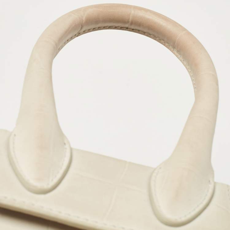 Pre Owned Jacquemus Light Grey Nubuck Leather Mini Le Chiquito Top Handle Bag