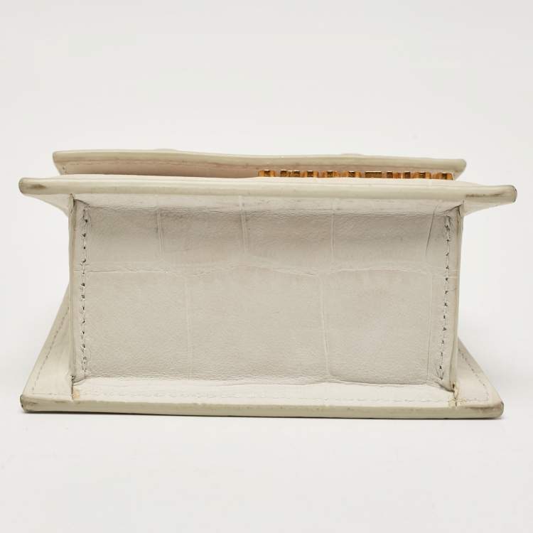 Pre Owned Jacquemus Light Grey Nubuck Leather Mini Le Chiquito Top Handle Bag