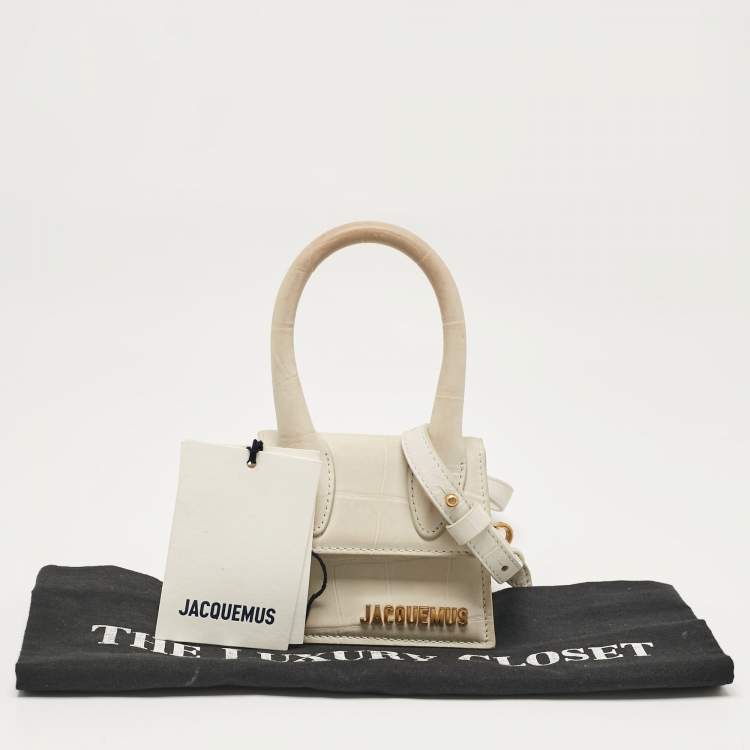 Pre Owned Jacquemus Light Grey Nubuck Leather Mini Le Chiquito Top Handle Bag