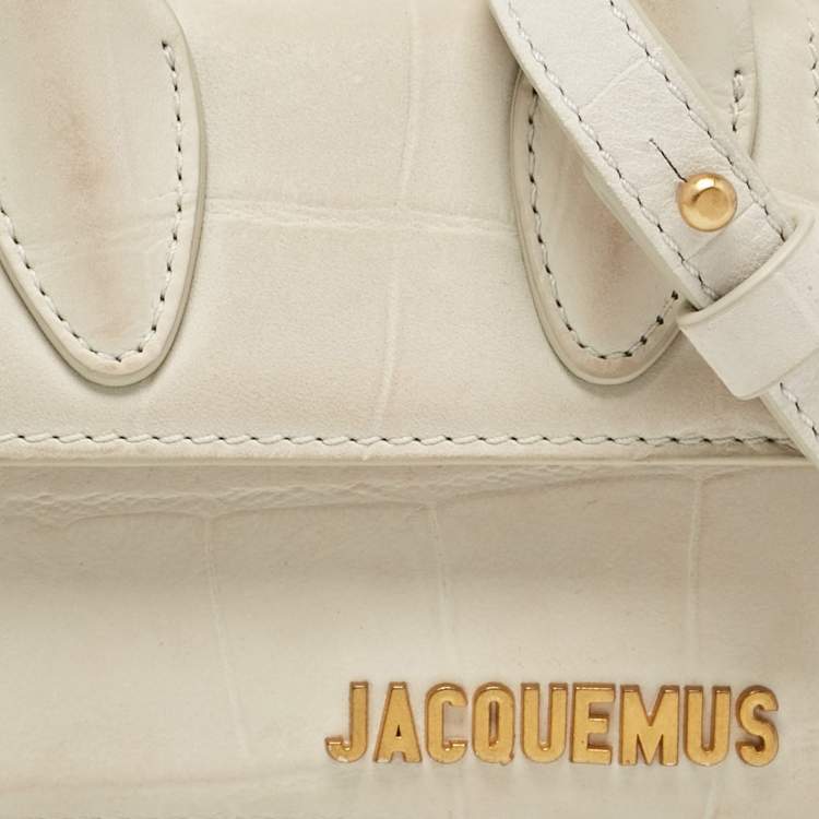 Pre Owned Jacquemus Light Grey Nubuck Leather Mini Le Chiquito Top Handle Bag