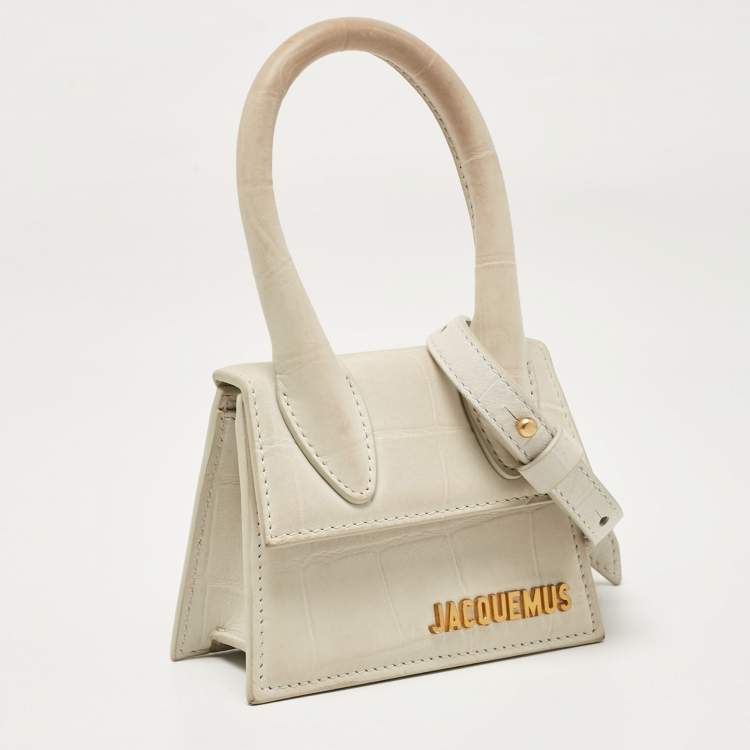 Pre Owned Jacquemus Light Grey Nubuck Leather Mini Le Chiquito Top Handle Bag