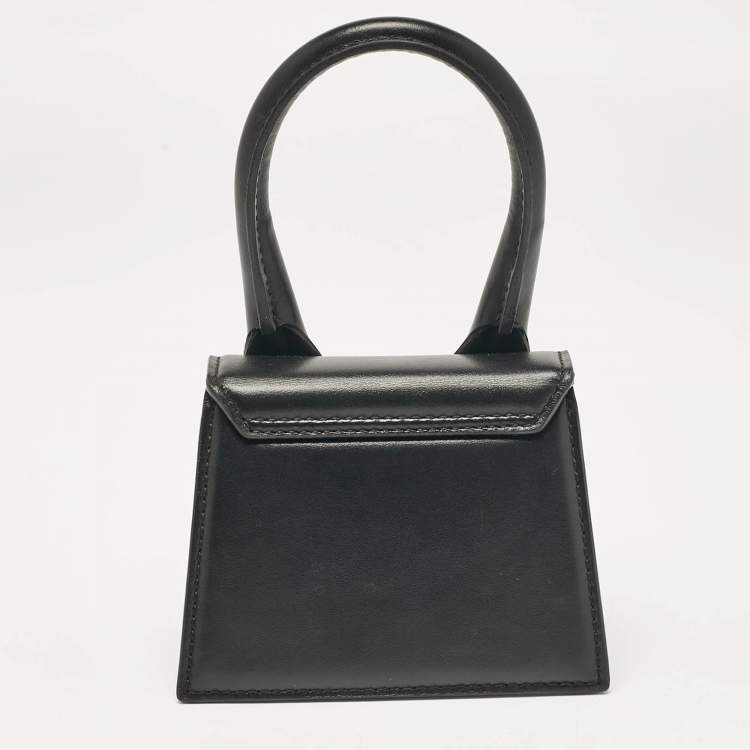 Pre Owned Jacquemus Black Leather Mini Le Chiquito Top Handle Bag