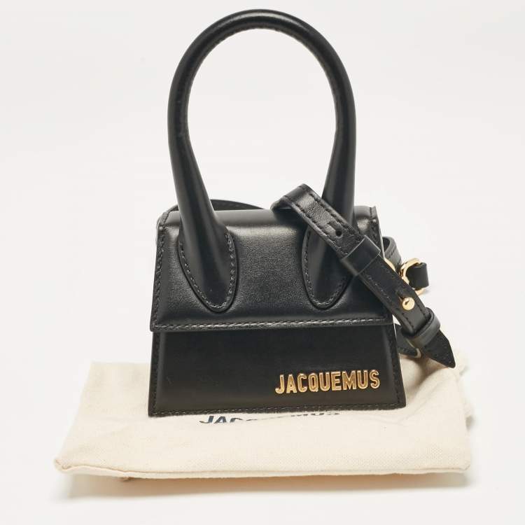 Pre Owned Jacquemus Black Leather Mini Le Chiquito Top Handle Bag