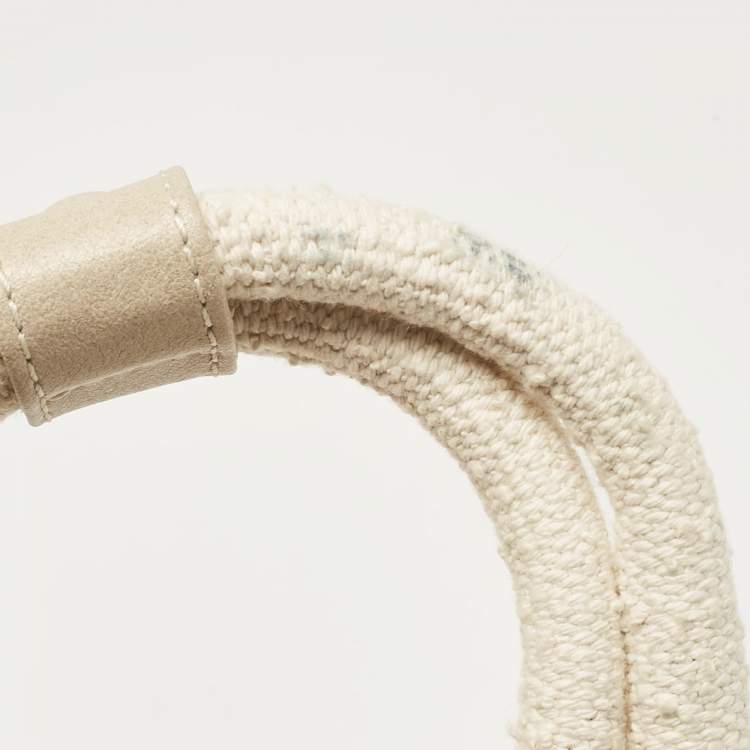 Pre Owned Jacquemus Off White Canvas Le Chiquito Noeud Top Handle Bag