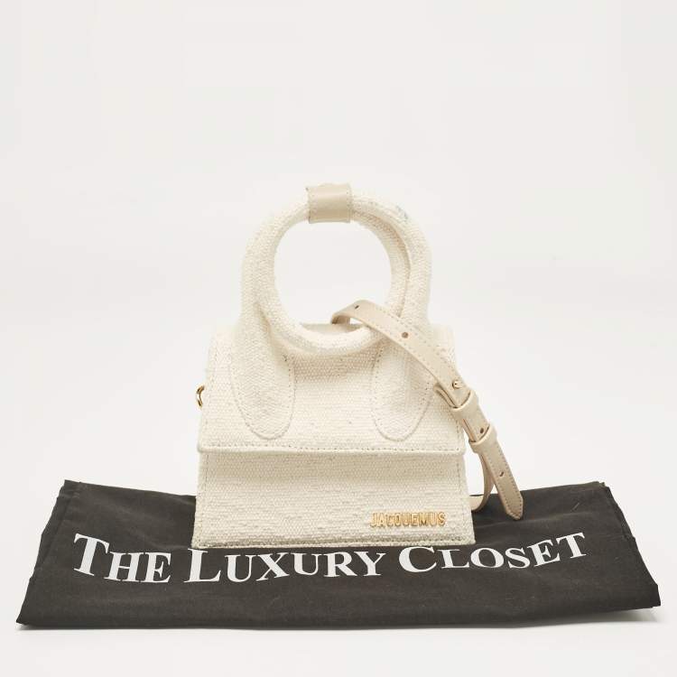 Pre Owned Jacquemus Off White Canvas Le Chiquito Noeud Top Handle Bag