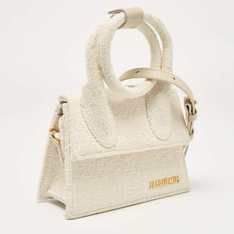 Pre Owned Jacquemus Off White Canvas Le Chiquito Noeud Top Handle Bag
