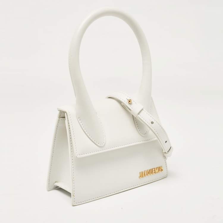 Pre Owned Jacquemus White Leather Leather Le Chiquito Moyen Top Handle Bag