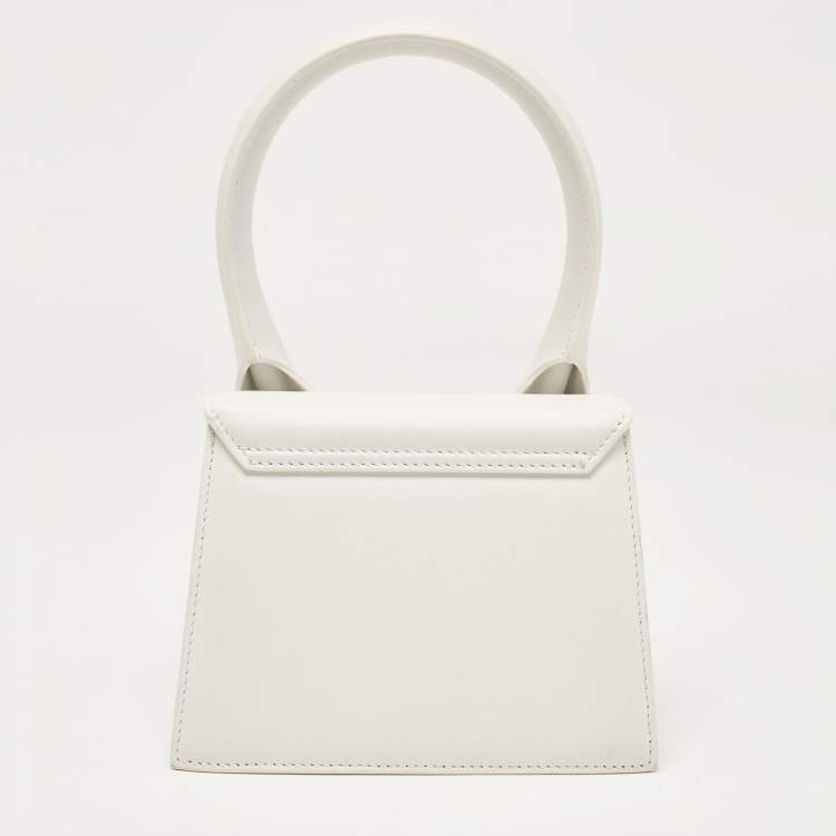 Pre Owned Jacquemus White Leather Leather Le Chiquito Moyen Top Handle Bag