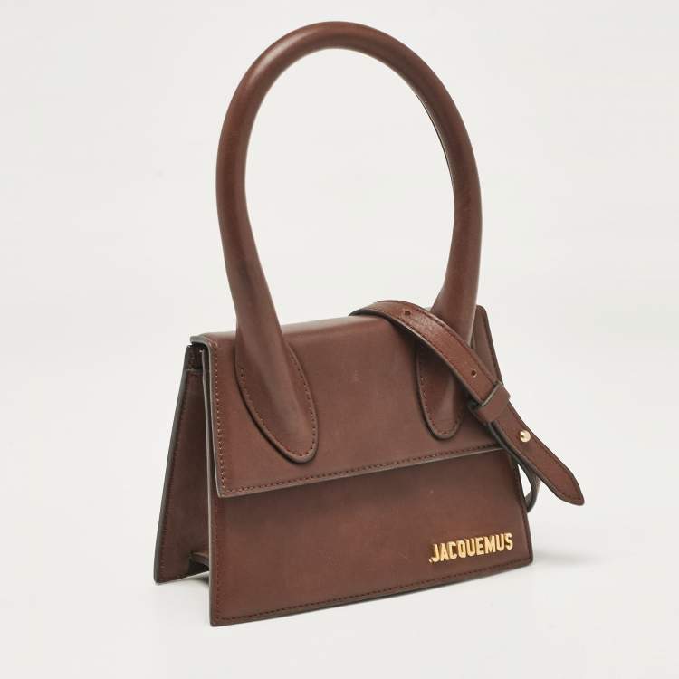 Pre Owned Jacquemus Brown Leather Le Chiquito Moyen Top Handle Bag
