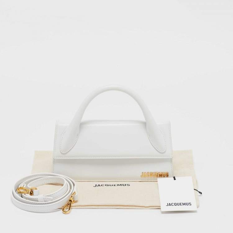 Pre Owned Jacquemus White Leather Long Le Chiquito Top Handle Bag
