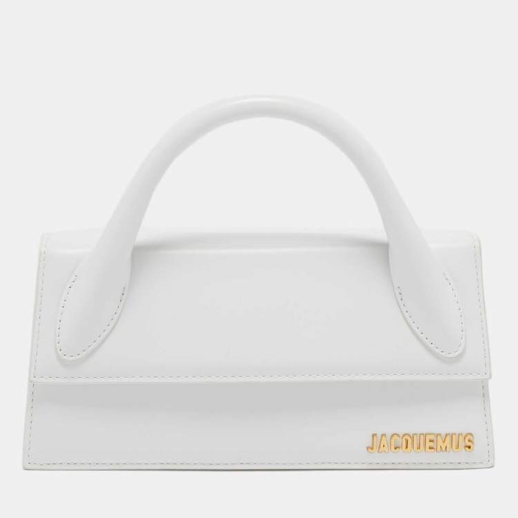 Pre Owned Jacquemus White Leather Long Le Chiquito Top Handle Bag