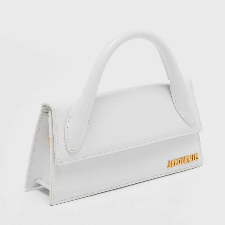 Pre Owned Jacquemus White Leather Long Le Chiquito Top Handle Bag