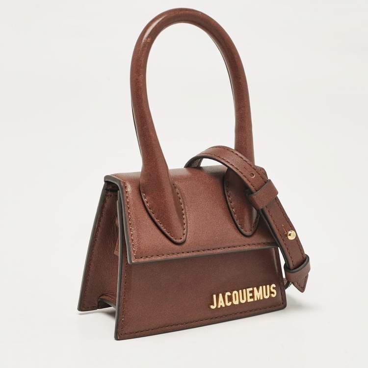 Pre Owned Jacquemus Dark Brown Leather Mini Le Chiquito Top Handle Bag