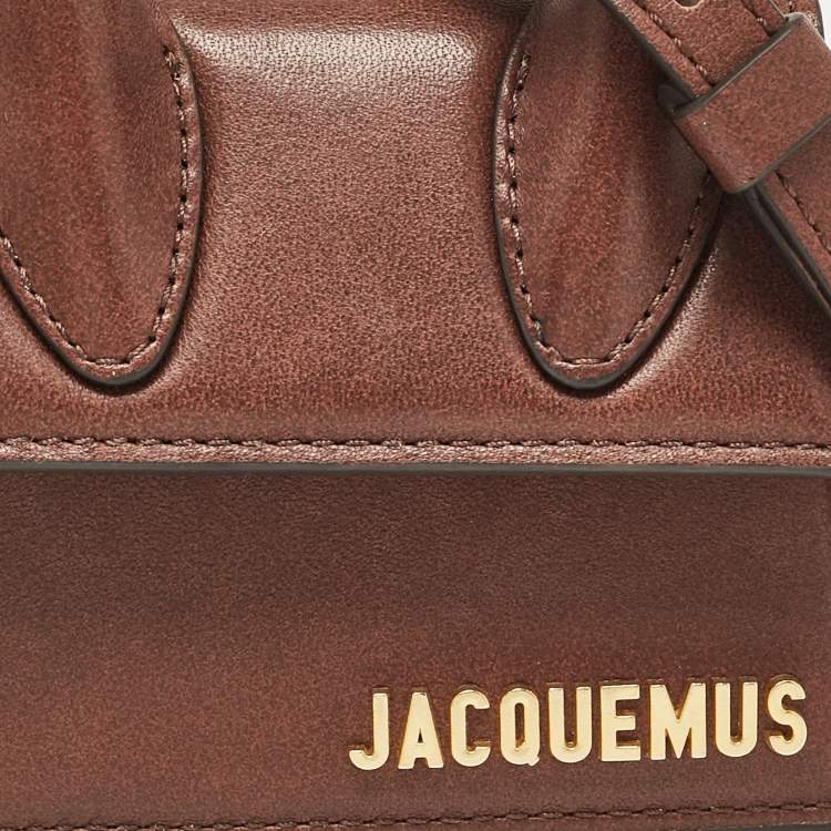 Pre Owned Jacquemus Dark Brown Leather Mini Le Chiquito Top Handle Bag