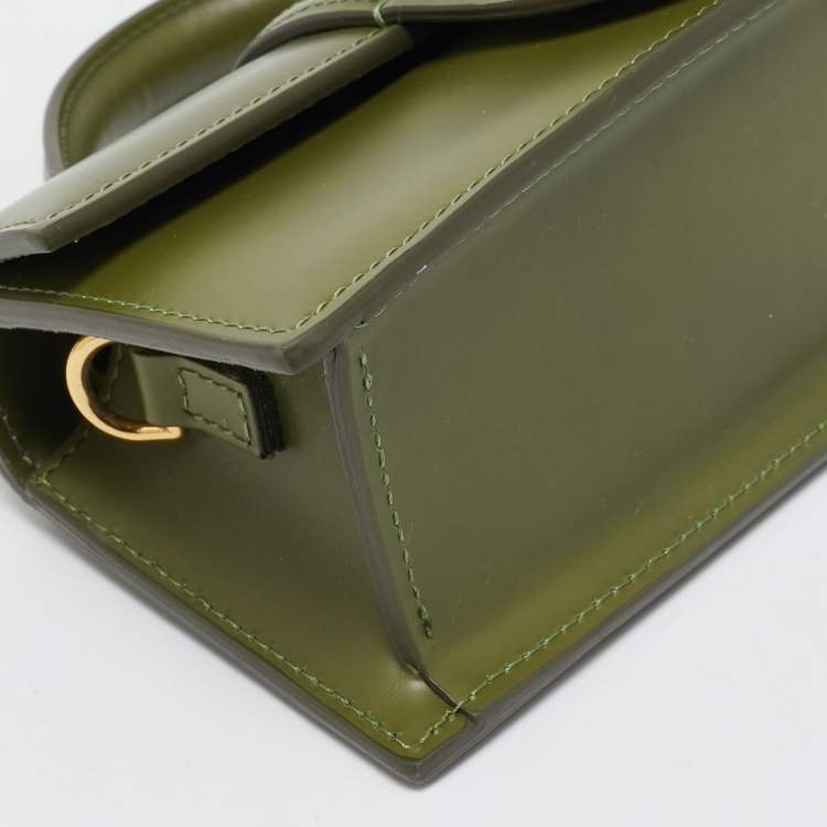 Pre Owned Jacquemus Olive Green Leather Le Bambino Top Handle Bag