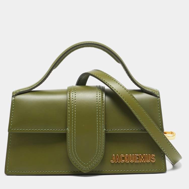 Pre Owned Jacquemus Olive Green Leather Le Bambino Top Handle Bag