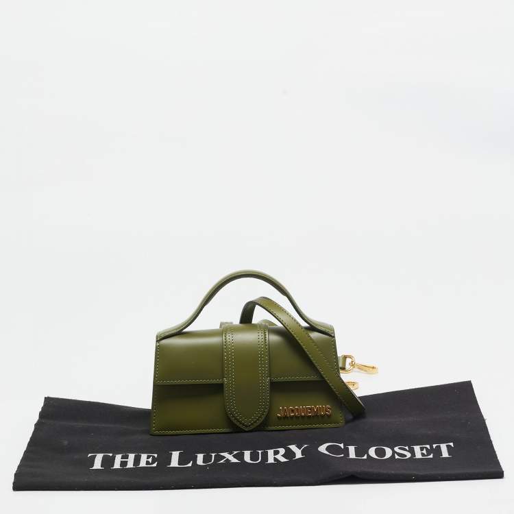 Pre Owned Jacquemus Olive Green Leather Le Bambino Top Handle Bag