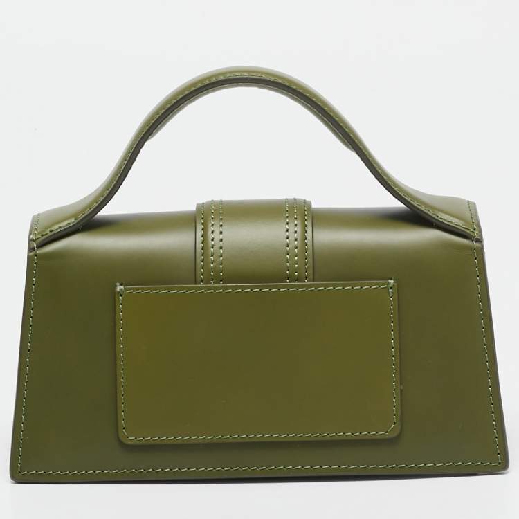 Pre Owned Jacquemus Olive Green Leather Le Bambino Top Handle Bag