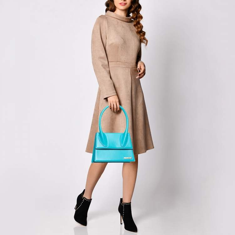 Pre Owned Jacquemus Light Blue Leather Grand Le Chiquito Top Handle Bag