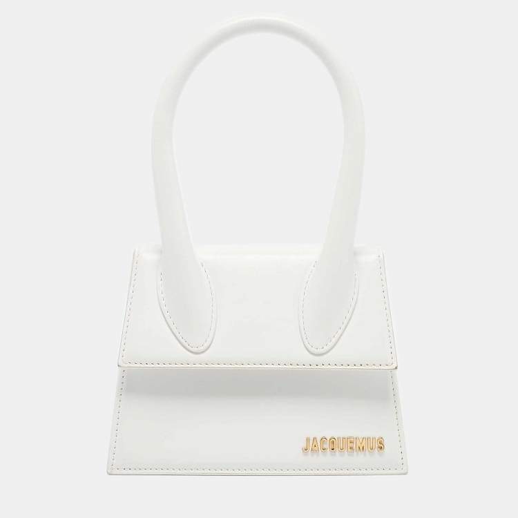 Pre Owned Jacquemus White Leather Leather Le Chiquito Moyen Top Handle Bag