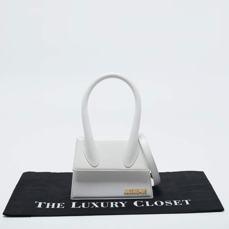 Pre Owned Jacquemus White Leather Leather Le Chiquito Moyen Top Handle Bag