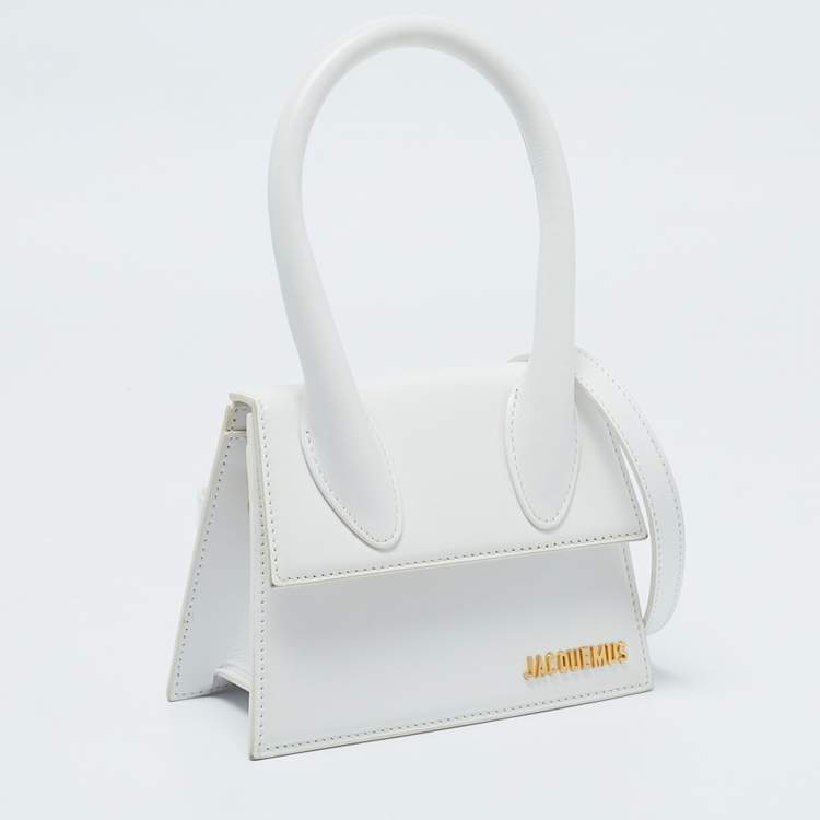 Pre Owned Jacquemus White Leather Leather Le Chiquito Moyen Top Handle Bag