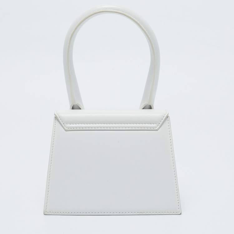 Pre Owned Jacquemus White Leather Leather Le Chiquito Moyen Top Handle Bag