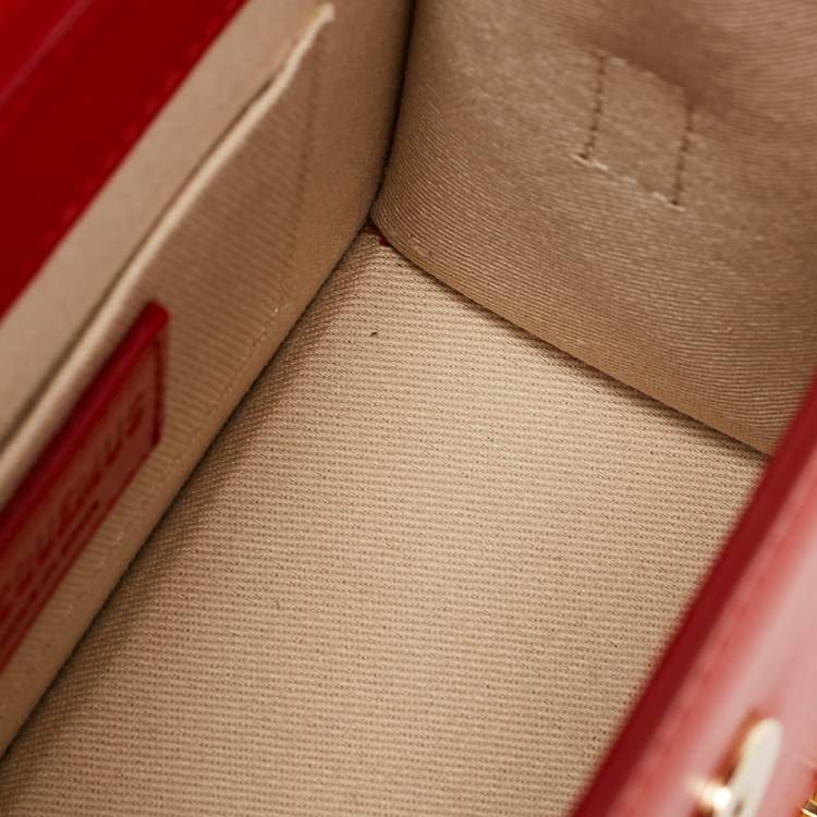 Pre Owned Jacquemus Red Leather Le Chiquito Noeud Top Handle Bag