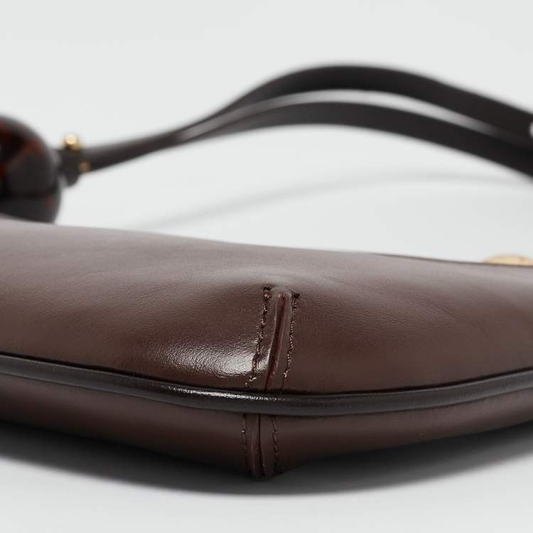 Pre Owned Jacquemus Brown Leather Le Bisou Perle Shoulder Bag