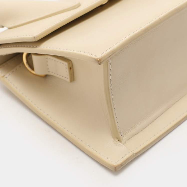 Pre Owned Jacquemus Cream Leather Le Chiquito Moyen Top Handle Bag