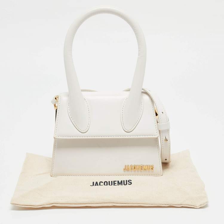 Pre Owned Jacquemus White Leather Le Chiquito Moyen Top Handle Bag