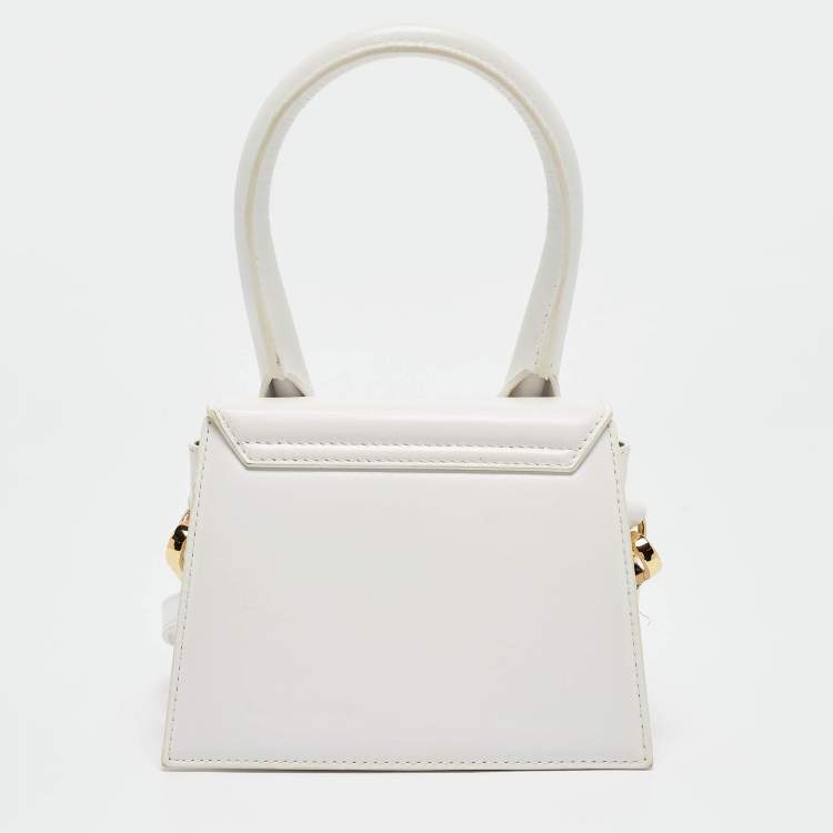 Pre Owned Jacquemus White Leather Le Chiquito Moyen Top Handle Bag