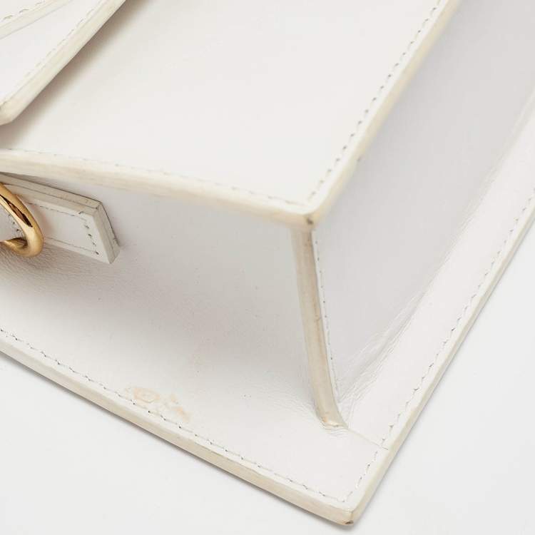 Pre Owned Jacquemus White Leather Le Chiquito Moyen Top Handle Bag