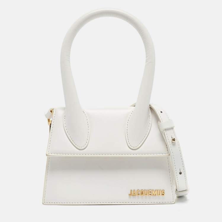 Pre Owned Jacquemus White Leather Le Chiquito Moyen Top Handle Bag