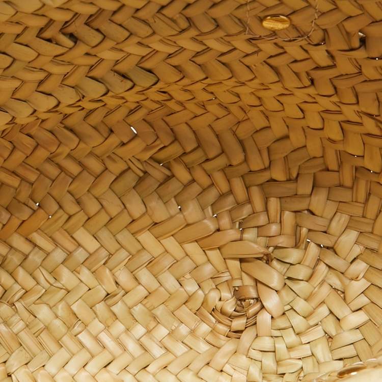 Pre Owned Jacquemus Cream Raffia and Leather Le Petit Panier Soleil Basket Bag