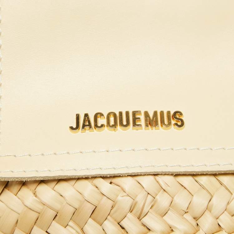 Pre Owned Jacquemus Cream Raffia and Leather Le Petit Panier Soleil Basket Bag
