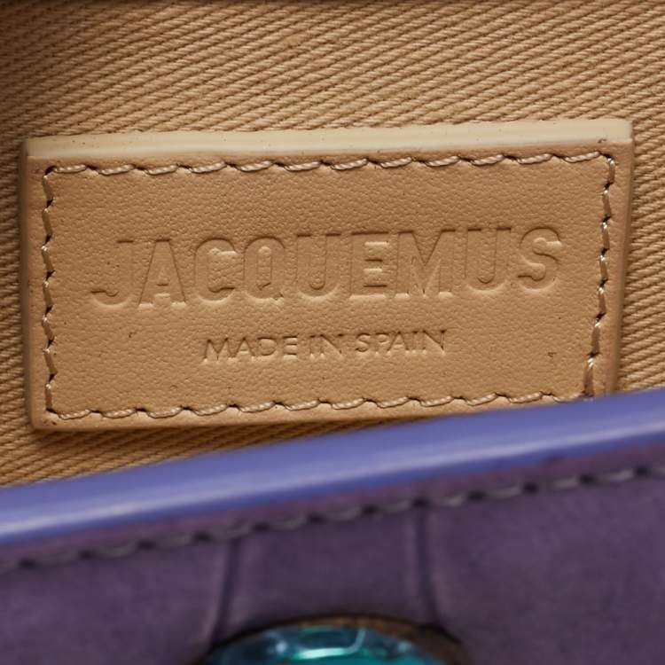 Pre Owned Jacquemus Purple Croc Embossed Nubuck Leather Mini Le Chiquito Top Handle Bag