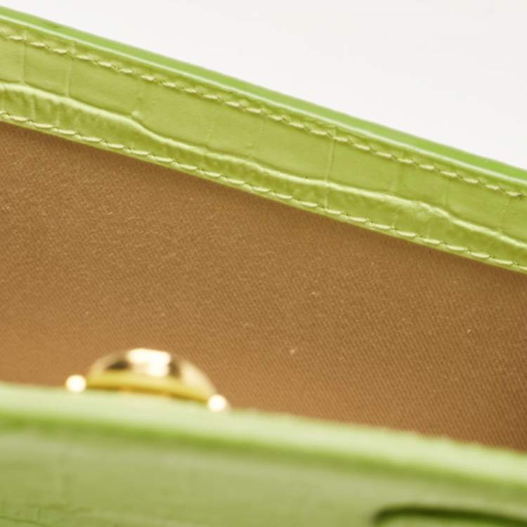 Pre Owned Jacquemus Light Green Croc Embossed Leather Le Chiquito Moyen Top Handle Bag