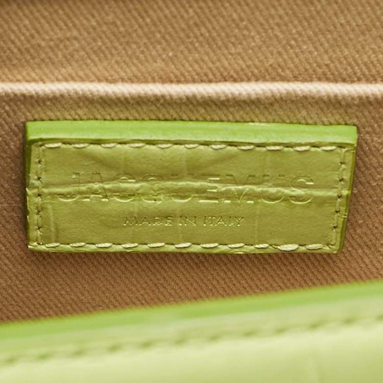 Pre Owned Jacquemus Light Green Croc Embossed Leather Le Chiquito Moyen Top Handle Bag