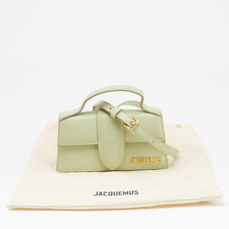 Pre Owned Jacquemus Light Green Leather Le Bambino Mini Top Handle Bag.