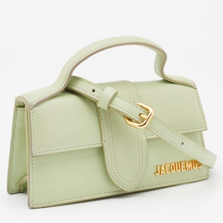 Pre Owned Jacquemus Light Green Leather Le Bambino Mini Top Handle Bag.
