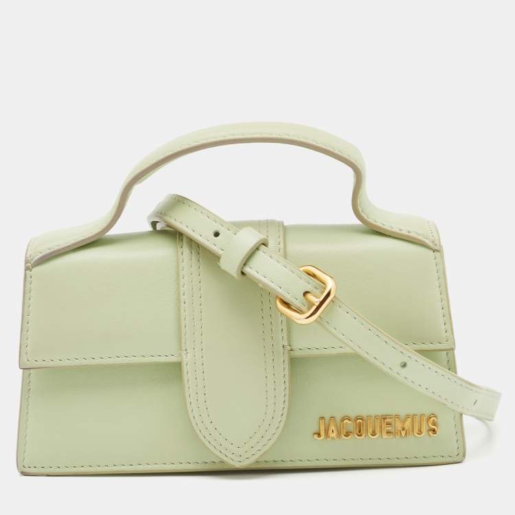 Pre Owned Jacquemus Light Green Leather Le Bambino Mini Top Handle Bag.