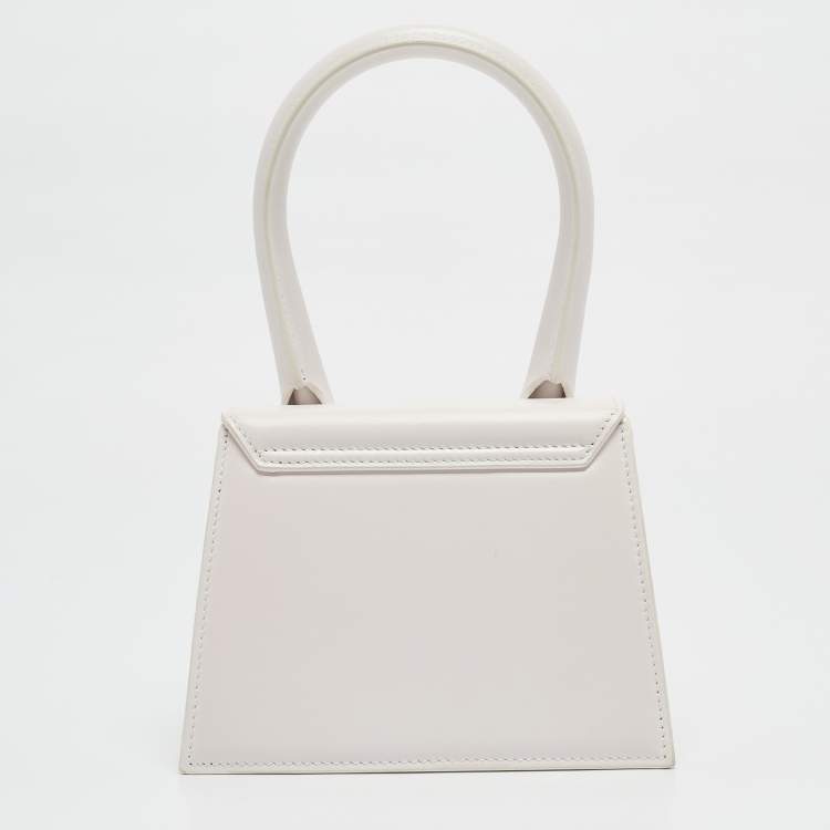 Pre Owned Jacquemus White Leather Le Chiquito Moyen Top Handle Bag