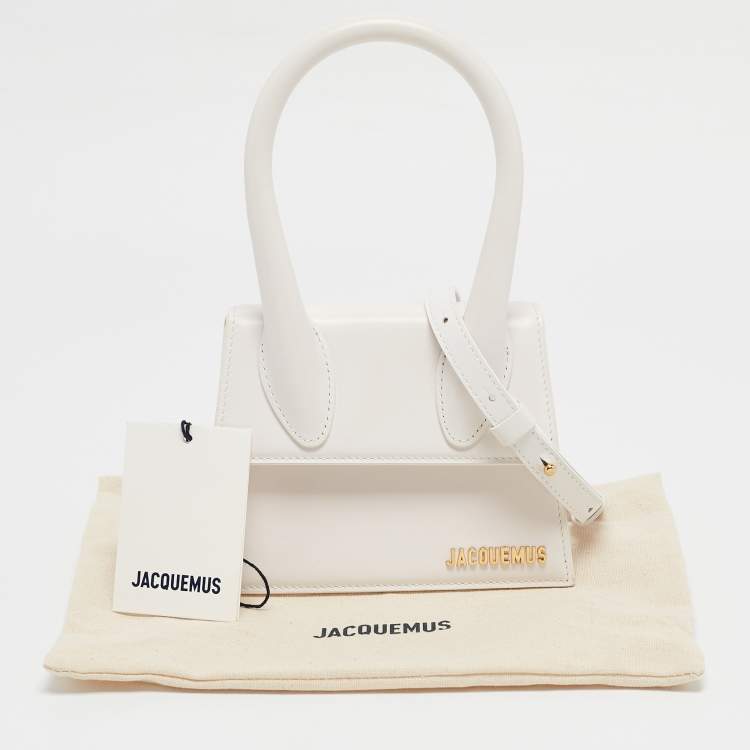 Pre Owned Jacquemus White Leather Le Chiquito Moyen Top Handle Bag