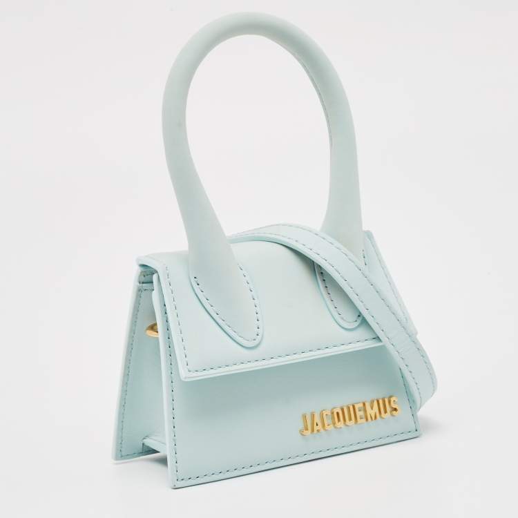 Pre Owned Jacquemus Light Blue Leather Mini Le Chiquito Top Handle Bag