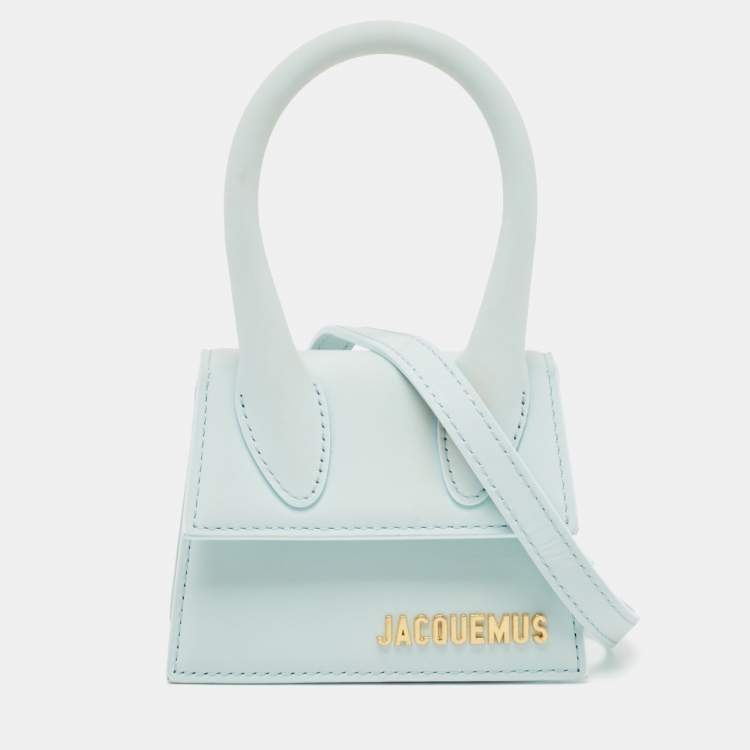 Pre Owned Jacquemus Light Blue Leather Mini Le Chiquito Top Handle Bag