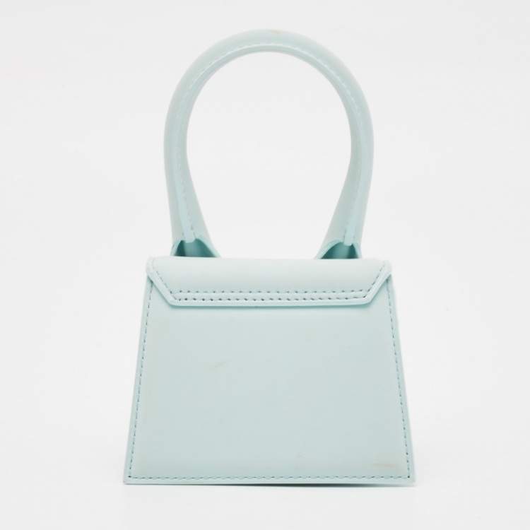 Pre Owned Jacquemus Light Blue Leather Mini Le Chiquito Top Handle Bag